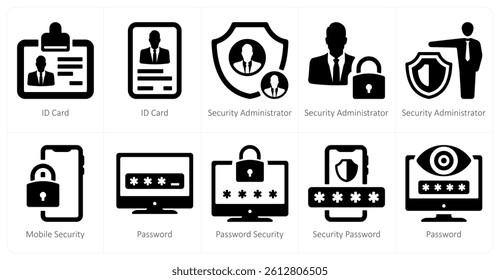 A set of 10 Security icons as id card, security administrator