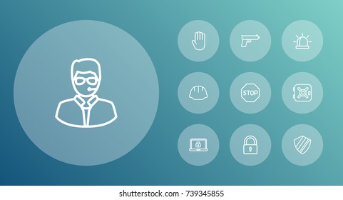 Set Of 10 Security Outline Icons Set.Collection Of Protection , Hand , Alarm Elements.