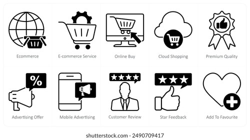A set of 10 seo icons as ecommerce, ecommerce service, online buy