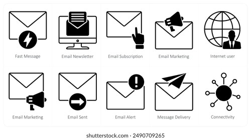 A set of 10 seo icons as fast message, email newsletter, email subscription