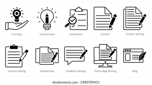 A set of 10 seo icons as find idea, creative idea, assessment
