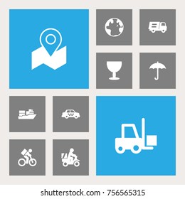 Set Of 10 Shipment Icons Set.Collection Of Goblet, Umbrella, Delivery And Other Elements.