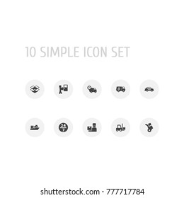 Set Of 10 Shipment Icons Set.Collection Of Service, Vessel, Cab And Other Elements.