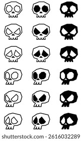 Set of 10 skull icons
