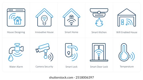 A set of 10 Smart Home icons as house designing, innovative house, smart home