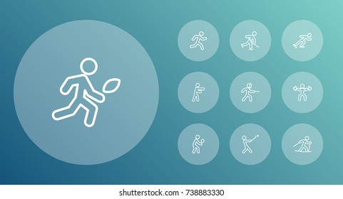 Set Of 10 Sport Outline Icons Set.Collection Of American Football, Ski Running, Ice Skating And Other Elements.