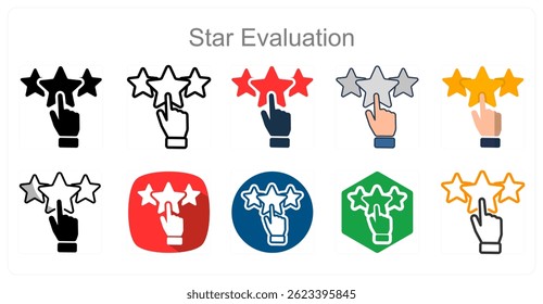 Un conjunto de 10 íconos de evaluación de estrellas como calificación, revisión, Comentarios
