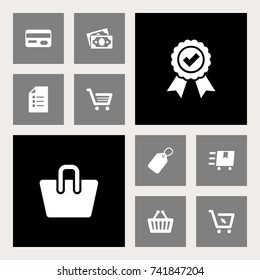 Set Of 10 Store Icons Set.Collection Of Basket, Guarantee, Payment And Other Elements.
