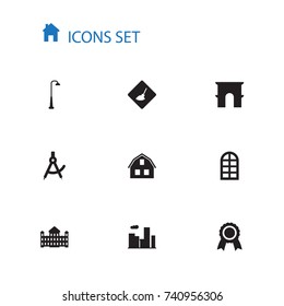 Set Of 10 Structure Icons Set.Collection Of Urban Estate, Measurement, Award And Other Elements.