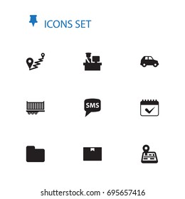 Set Of 10 Systematization Icons Set.Collection Of Pushpin, Automobile, Officer And Other Elements.