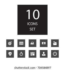 Set Of 10 Systematization Icons Set.Collection Of Protected, Parcel, Timer And Other Elements.