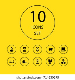 Set Of 10 Systematization Icons Set.Collection Of Broken Cup, Operator, Pen And Other Elements.