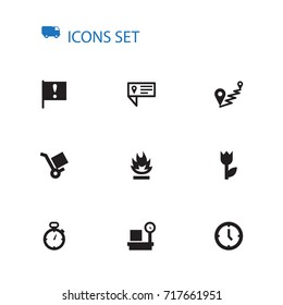 Set Of 10 Systematization Icons Set.Collection Of Van, Flame, Balance And Other Elements.