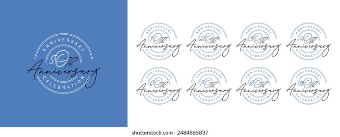 Set of 10 th to 90 th anniversary logo design