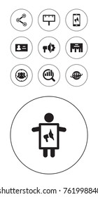 Set Of 10 Trade Icons Set.Collection Of Id, Market, Inbox And Other Elements.