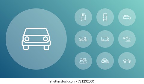 Set Of 10 Traffic Outline Icons Set.Collection Of Top, Moped, Ship And Other Elements.