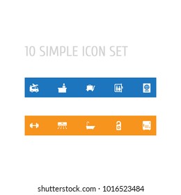 Set of 10 travel icons set. Collection of check in, rest time, barbell and other elements.