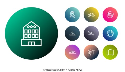 Set Of 10 Travel Outline Icons Set.Collection Of Case, Suitcase, Foreigner And Other Elements.
