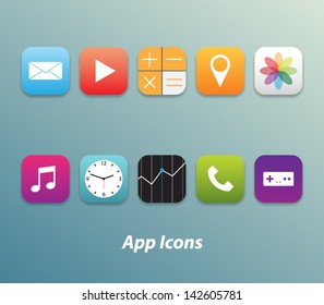 Set of 10 trendy buttons / icons for websites (UI) or applications (app) for smartphones or tablets.