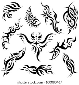 Set of 10 tribal tattoo (set 2)