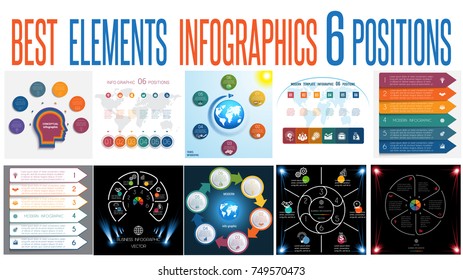 Festlegen von 10 universellen Vorlagen-Elementen Infografik konzeptionelle zyklische Prozesse für 6 Positionen, die für Arbeitsablauf, Banner, Diagramm, Webdesign, Zeitlinie, Flächendiagramm, Zahlenoptionen verwendet werden können