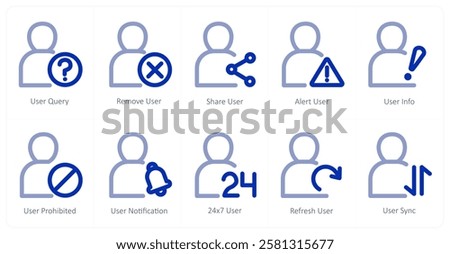 A set of 10 user icons as user query, remove user, share user