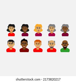 Set of 10 vector characters for online avatars