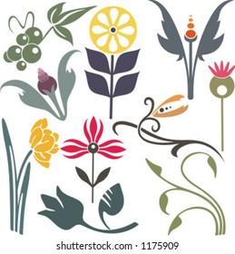 A set of 10 vector floral design elements.