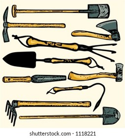 A set of 10  vector illustrations of gardening  tools. Check my portfolio for many more images.