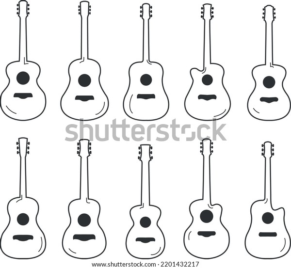 Set 10 Vector Silhouettes Different Acoustic Stock Vector Royalty Free 2201432217 Shutterstock 6147