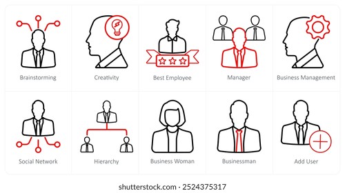 A set of 10 web marketing icons as brainstorming, creativity, best employee