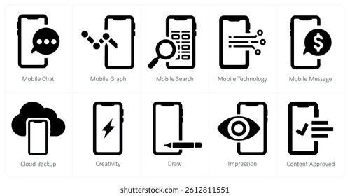 A set of 10 web marketing icons as mobile chat, mobile graph, mobile search