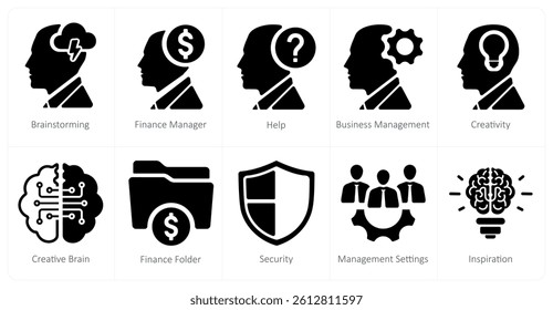 A set of 10 web marketing icons as brainstorming, finance manager, help