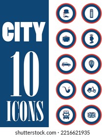 set of 10 world landmarks and monuments icons.