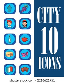 set of 10 world landmarks and monuments icons.