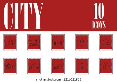 set of 10 world landmarks and monuments icons.