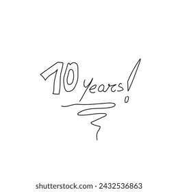 conjunto de 10 años de estilo de logotipo de aniversario, vector de escritura a mano color negro para el evento de celebración, boda, tarjeta de felicitación e invitación.