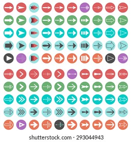 Set of 100 arrows icons. EPS 10 vector illustration, no transparency