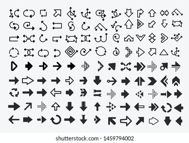 Conjunto de 100 iconos de flecha negra