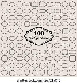 Set of 100 blank vintage frame . Illustration eps10