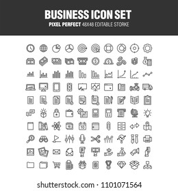 A set of 100 business-related icons. Editable stroke. 48x48 Pixel Perfect.