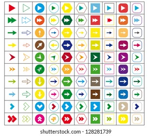 Set of 100 colored arrows