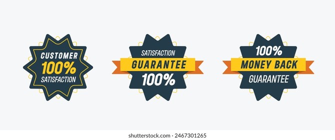 Set aus 100% Zufriedenheit der Kunde garantiert Badge-Design und 100% Geld-zurück-Garantie Label-Design-Vorlage.