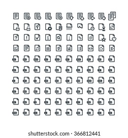 Set of 100 Document Icons. File Extension. File Types. Operations with Documents