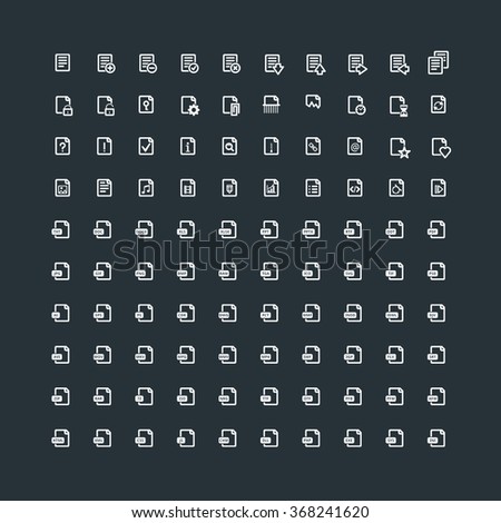 Set of 100 Document Icons. File Extension. File Types. Operations with Documents