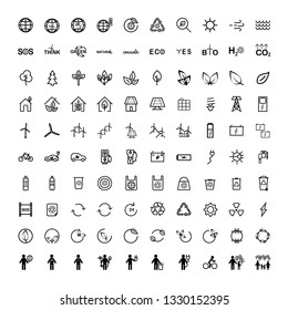 Set of 100 ecology icons,vector