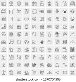 Set of 100 Elegant Line Icons Mixed, Mobile Apps, Music, Multimedia, Nature