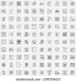 Set of 100 Elegant Line Icons Mixed, Mobile Apps, Music, Multimedia, Nature