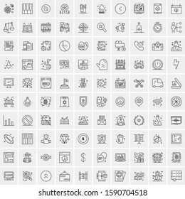 Set of 100 Elegant Line Icons Mixed, Mobile Apps, Music, Multimedia, Nature