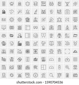 Set of 100 Elegant Line Icons Mixed, Mobile Apps, Music, Multimedia, Nature
